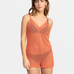 Sold EBay Roxy Ocean Riders Crochet Romper Beach Cover-up Apricot Brandy